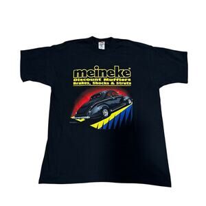 Vintage 1999 Meineke Mufflers Car Graphic T Shirt XL Black Fruit of Loom USA